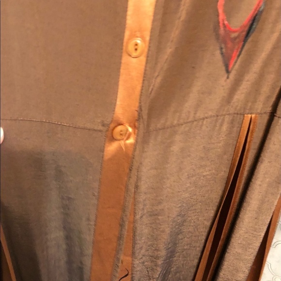 𝅺VINTAGE FIRST LADY  by JACKIE & JULIAN size 10 brown & rust silky jacket duster - Picture 10 of 16